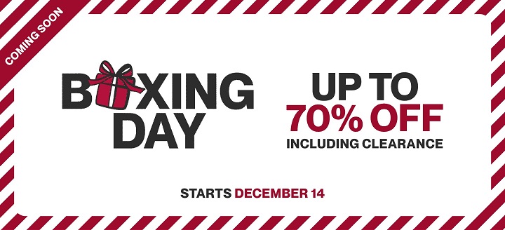 Hudson's Bay Boxing Week sales, up to 70% off, including clearance, starts December 14
